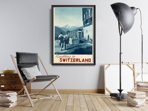 Retro plakát Švýcarsko ve švýcarsku
