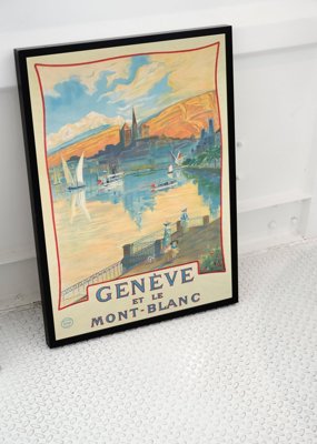 Retro plakát Geneve et le mont blanc švýcarsko