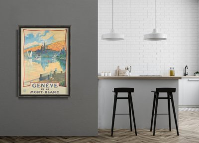 Retro plakát Geneve et le mont blanc švýcarsko