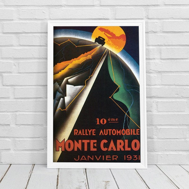 Retro plakát Rallye Automoblie Monte Carlo