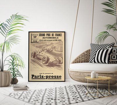 Retro plakát AutoMobile Grand Prix de France