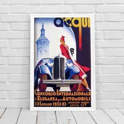 Retro plakát Acqui Concorso Internazionale di Elega pro automobili