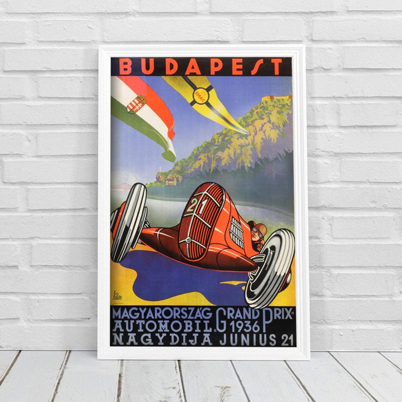 Plakát Budapešť Magyarhorzag Grand Prix Auto