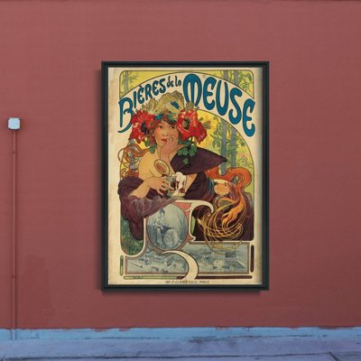 Retro plakát Secesní reklama-biéres de la meuse