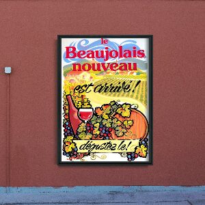 Retro plakát Víno plakát Nový Beaujolais Nouveau