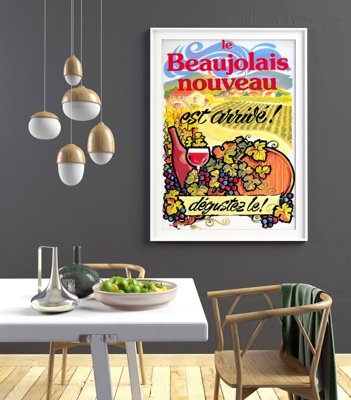 Retro plakát Víno plakát Nový Beaujolais Nouveau
