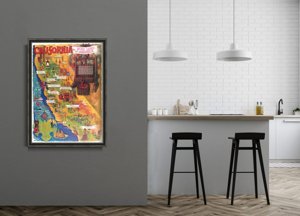 Plakát Kalifornská vinařská mapa