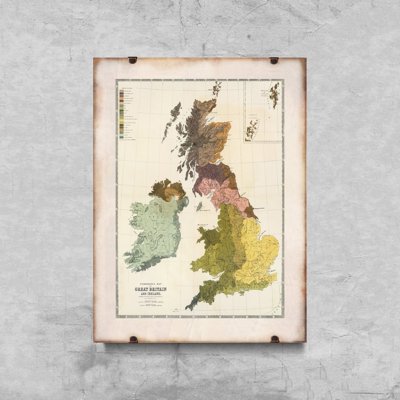 Retro plakát Stará mapa Velké Británie a Irska