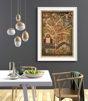 Plakát na zeď Stará mapa Mnichova s ​​konkávními Německem