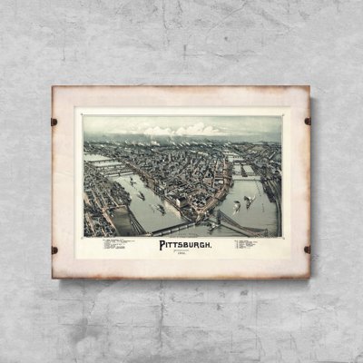 Retro plakát Stará mapa Pittsburgh