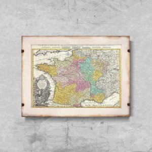 Retro plakát Stará mapa Francie