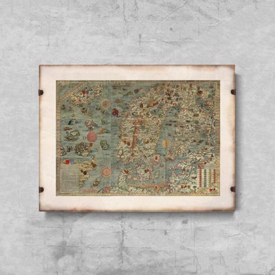 Retro plakát Mapa Skandinávie Stara