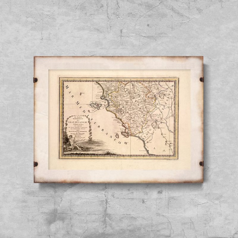 Retro plakát Stará mapa italského Toskánska
