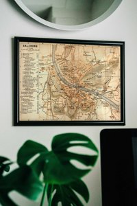 Retro plakát Stará mapa Salzburgu Rakousko