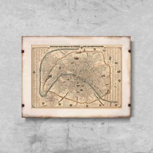 Retro plakát Stará mapa Paříže