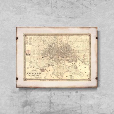 Plakát na zeď Stará mapa Baltimore Marylandu
