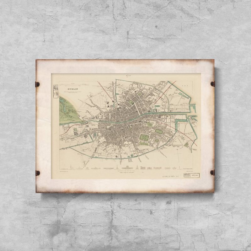Dekorativní plakát Archivní mapy Dublinu v Irsku