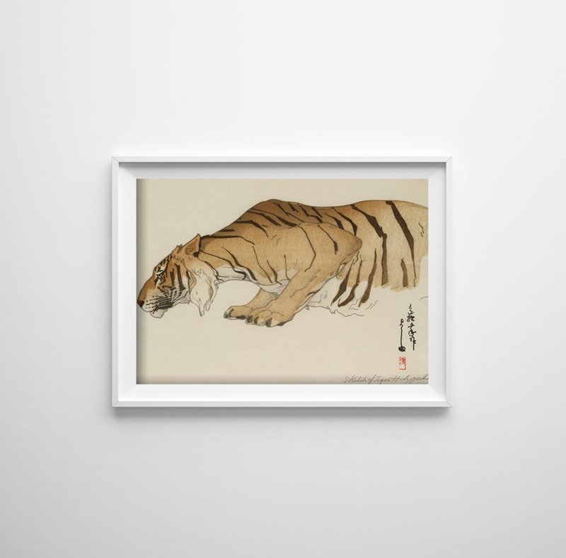 Retro plakát Tiger skica od yoshidy hiroshi