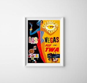 Retro plakát Las Vegas Fly Twa David Klein