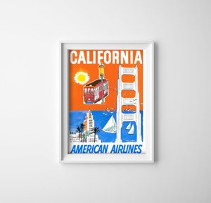 Plakát Kalifornie americká letecké společnosti