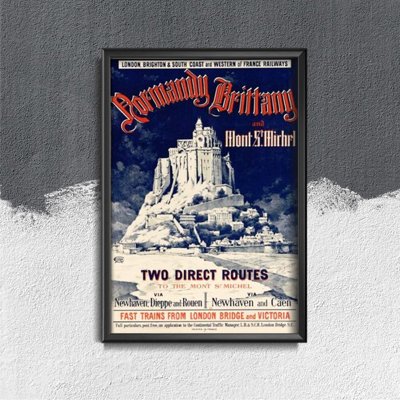Retro plakát Vintage mont-st michel france