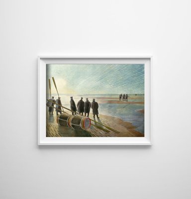 Nebezpečná práce během odlivu Eric Ravilious Retro plakát