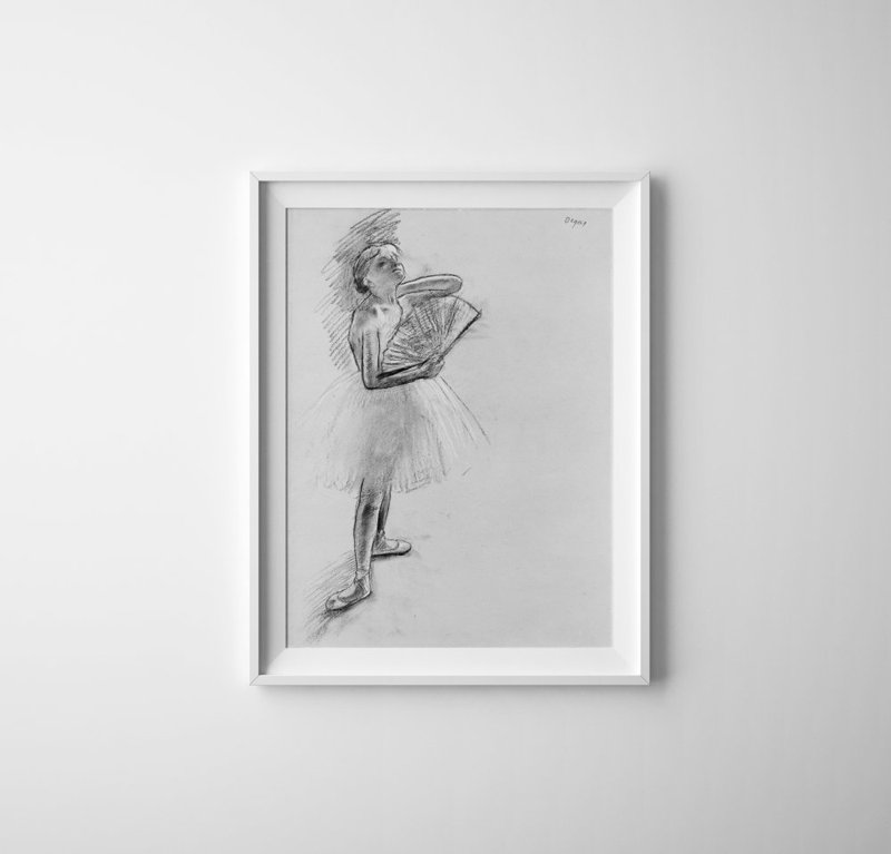 Retro plakát Tanečnice s fanouškem Edgar Degas