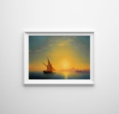 Západ slunce nad ischia Ivan Aivazovsky Retro plakát