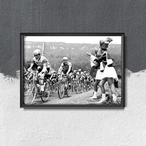 Retro plakát Tour de France Fotografie Jezdci projít Malorettes