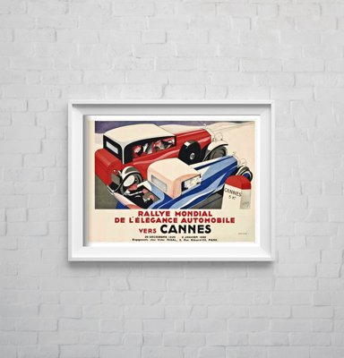 Designovy plakát Rallye Mondial de l'Elegance Automobile Vers Cannes
