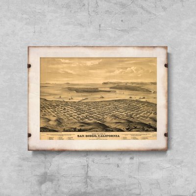 Retro plakát Mapa San Diega v Kalifornii