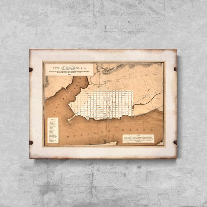 Plakát na zeď Stará mapa Alexandria Virginie
