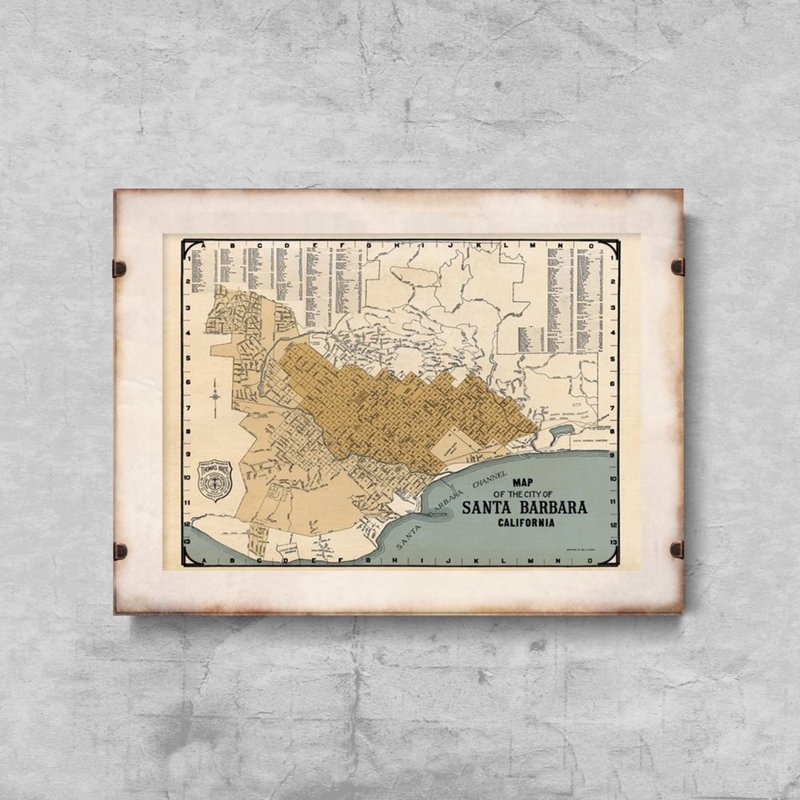 Dekorativní plakát Stará mapa Santa Barbara v Kalifornii