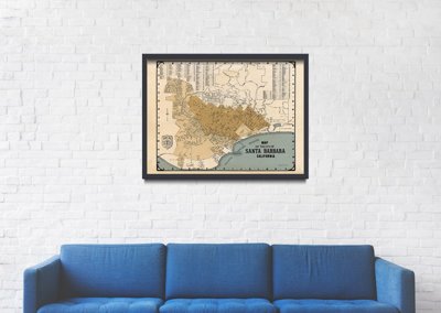 Dekorativní plakát Stará mapa Santa Barbara v Kalifornii