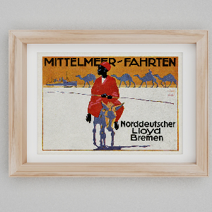 Dekorativní plakát Mittelmeer Fahrten, Norddeutscher Lloyd Bremen, středomořské cesty, reklama pro Severní Německá Lloyd Bremen