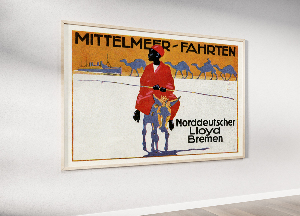 Dekorativní plakát Mittelmeer Fahrten, Norddeutscher Lloyd Bremen, středomořské cesty, reklama pro Severní Německá Lloyd Bremen