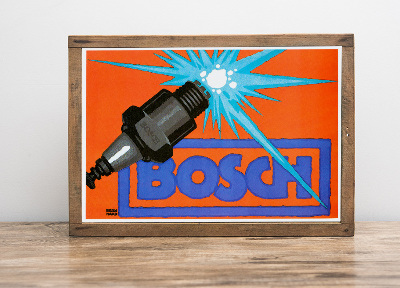 Retro plakát Bosch, zapalovací svíčky