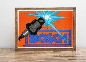 Retro plakát Bosch, zapalovací svíčky