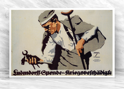 Retro plakát Ludendorff PreLe kožešin Kriegsbeschadigte