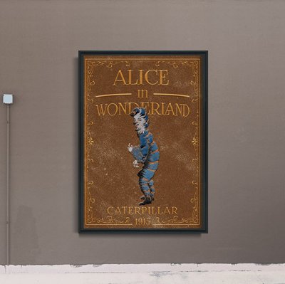 Retro plakát Alice v Wonderlandu pánvi Housenka