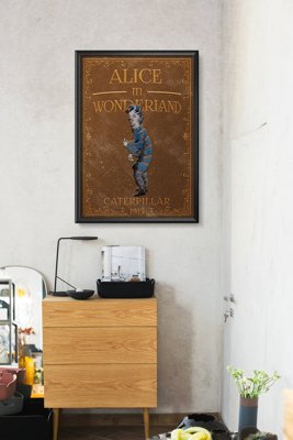 Retro plakát Alice v Wonderlandu pánvi Housenka