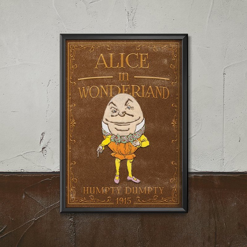 Retro plakát Alice v divů Humpty Dumpty