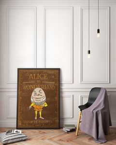 Retro plakát Alice v divů Humpty Dumpty