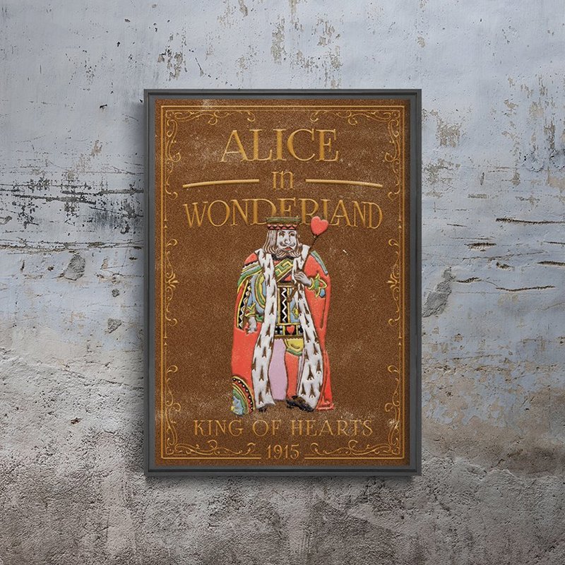 Retro plakát Alice v říši divů král Kier