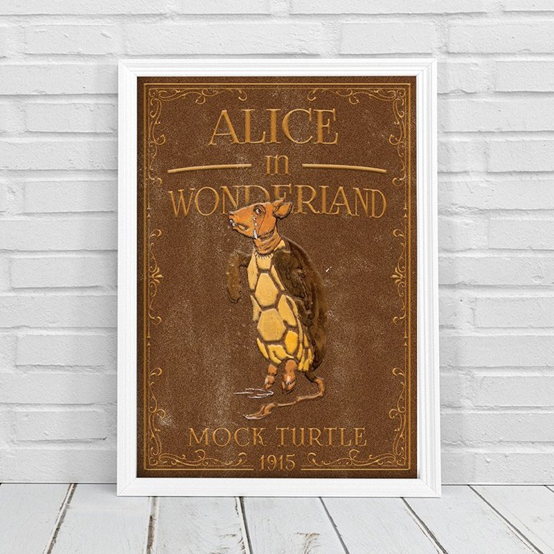 Retro plakát Alice v říši divů v říši želvu