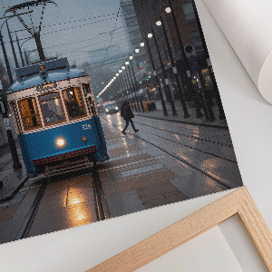 Tisk na plátno Modrá tramvaj