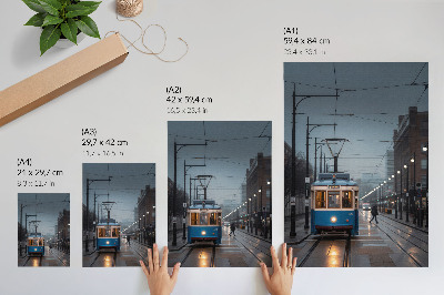 Tisk na plátno Modrá tramvaj