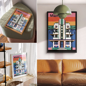 Dekorativní plakát Art Deco v Miami