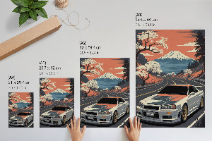 Nástěnný plakát Auto a hory