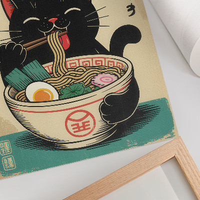Tisk na plátno Ramen a kočka